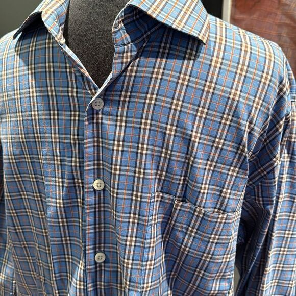 Peter Millar blue plaid button down shirt. Medium. - Picture 2 of 6